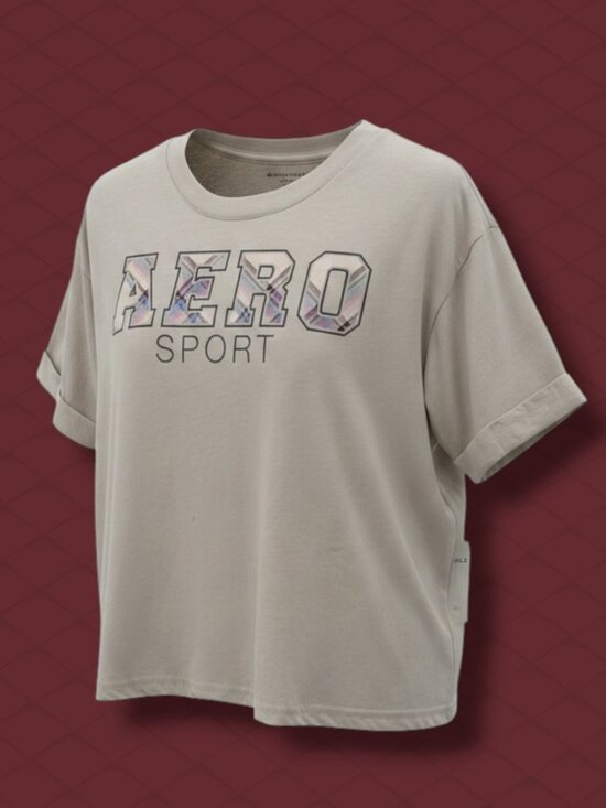 Aeropostale Tops - Aeropostale‎ Sport Beige Plaid Logo T-Shirt M NWT